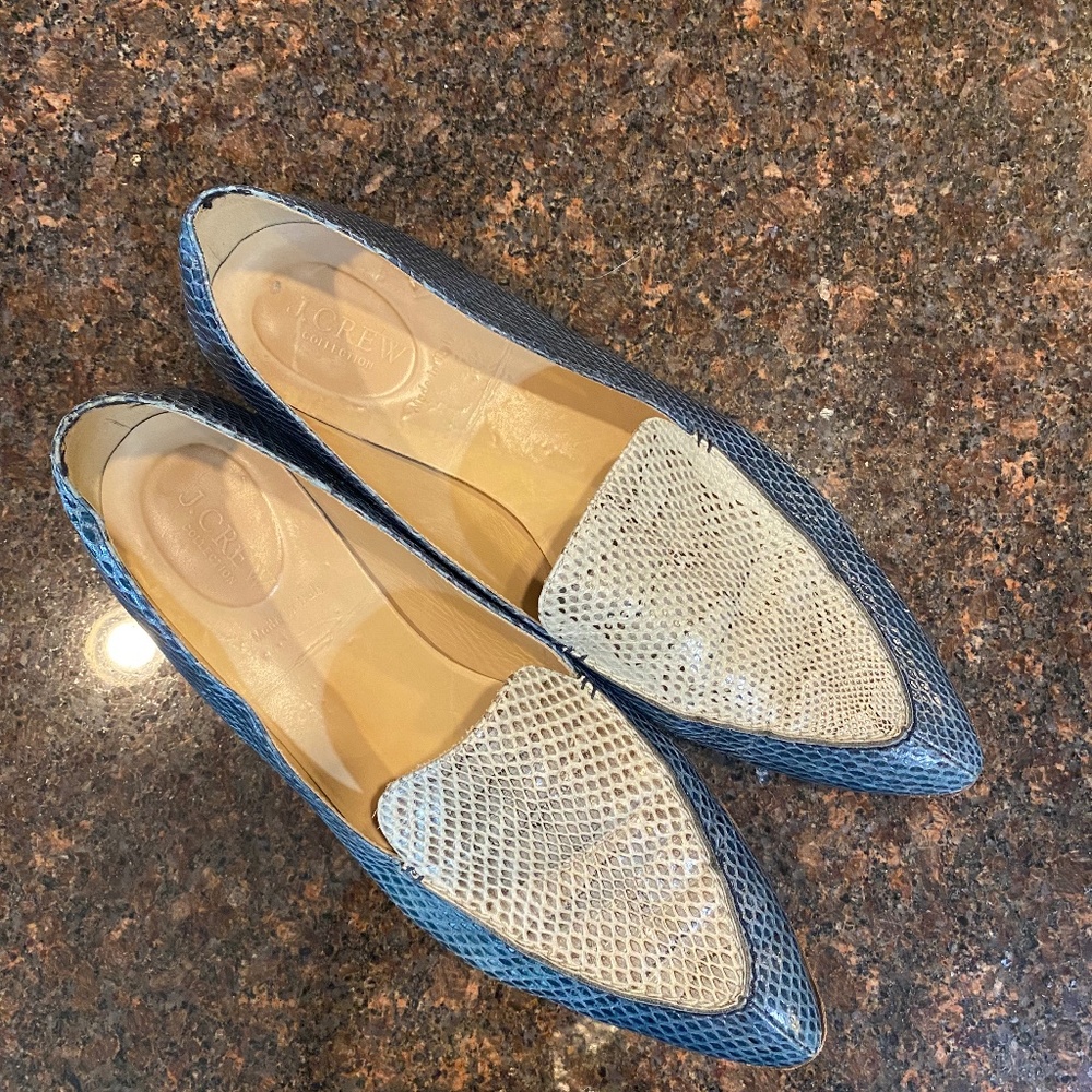 JCrew Collection Lizard Loafers Embossed Genuine Leather Made in Italy 10